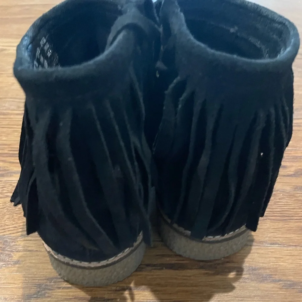 Steve Madden Gypsi Women's Size 8 Black Suede Leather Fringe Ankle Booties